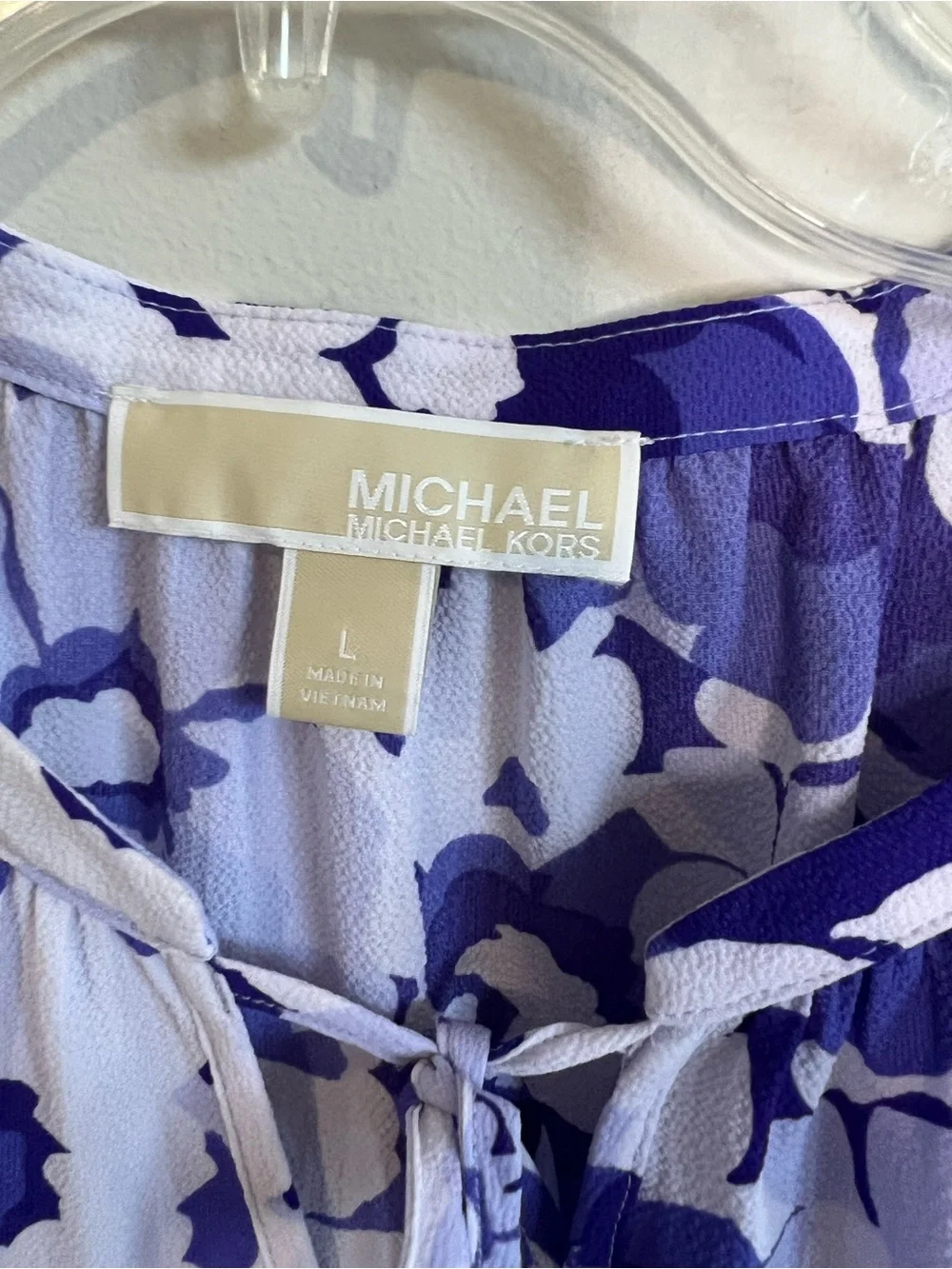 Michael Kors Lavender and White Floral Cold-Shoulder Blouse